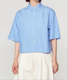 Gymphlex ショート ボタンダウン半袖シャツ STRIPE WOMEN
