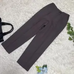 極美品　レリアン　スラックス　茶　ウエストゴム　センターライン　ハイウエスト　L