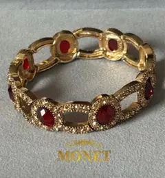 MONET モネ ゴールド レッド ストーン バングル ブレスレット