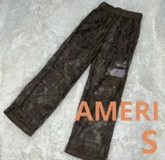 新品AMERI　BLOCK LACE STRAIGHT PANTS 、パンツS茶