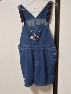 ミッキーマウス刺繍デニムオーバーオール