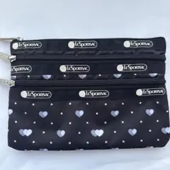 LeSportsac ハート柄ポーチ 3ポケット