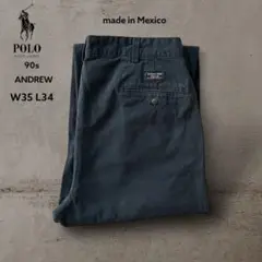 PoloRalphLaurenANDREW90sラルフローレンポロチノW35古着