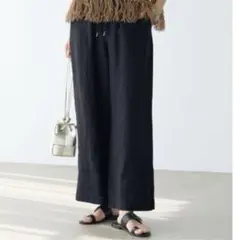 イエナ　リネンワイドイージーパンツ　36 ブラック