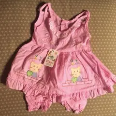 猫の刺繍付きピンクタンクトップセット　綿100% 新品未使用