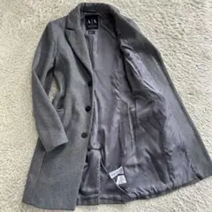 【美品】アルマーニエクスチェンジ チェスターコート ロング丈 ウール グレー S