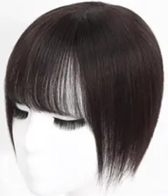 たっぷり贅沢に人毛を使用ふんわり黒髪の全人毛ヘアピース 前20cm後25cm