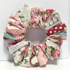 パリスピンク系　シュシュ　ハンドメイド　シンプル