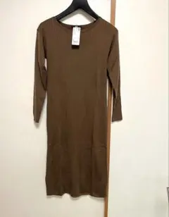 ユニクロ　メリノブレンド　ボートネックワンピース　XS ブラウン　茶色