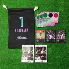 千葉ロッテマリーンズ　巾着ポーチ & リアルトレカ & スマホシールセット
