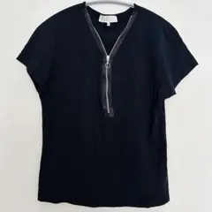 【MARELLA】訳あり！　ブラック Tシャツ M フロントジッパー