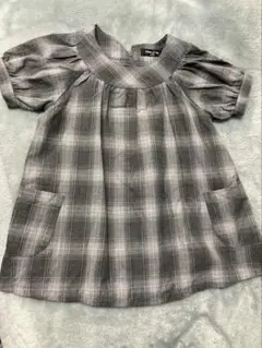 コムサイズム 半袖ワンピース サイズ110 チェックグレー系