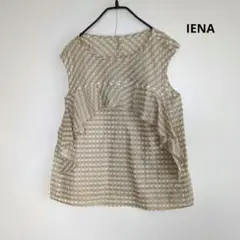 IENAイエナ　ノースリーブチェック柄フリルシャツ