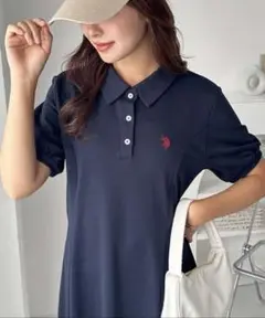 GeeRA U.S. POLO ASSN. ポロ衿ワンピ―ス　L ネイビー　紺