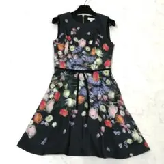 極美品✨ テッドベイカー　花柄 ワンピース　フレア　Aライン　りぼん　1　華やか
