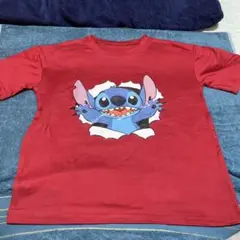 Disney・リロアンドスティッチ子供用Tシャツ140ワインレッド
