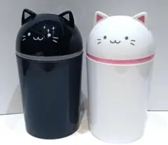 猫耳デザイン ごみ箱 黒と白の2個セット　卓上ゴミ箱　ネコ　小物入れ　収納