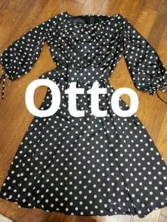 美品　Otto 水玉模様ラップドレス 黒と白