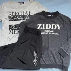 ZIDDY 140㎝グレーTシャツ、黒ラメトレーナー、黒ガウチョパンツ