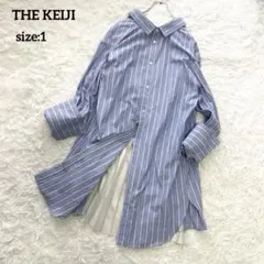 THE KEIJI バックプリーツシャツスカート 2way ブルーストライプ 1