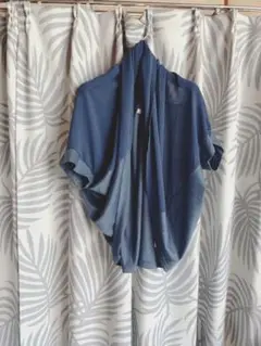 シフォン異素材5分袖カーディガン