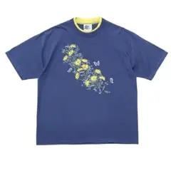 古着 USA製 90S お花 蝶々 Tシャツ ヴィンテージ プリント ネイビー