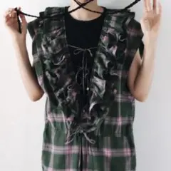 fofofofa GREEN CHECK サロペット