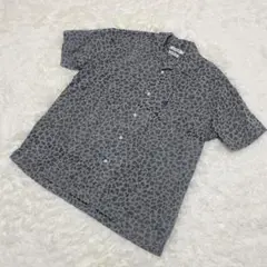 TURN ME ON 総柄シャツ Lサイズ ヒョウ柄 レオパード柄 グレー