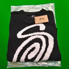 Stussy スワールロゴニット XL ブラック/ホワイト