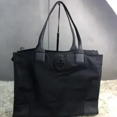 トリーバーチ ナイロン レザー ハンドバッグ デカロゴ 手持ち