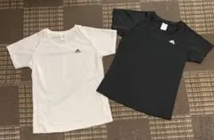 アディダス　Tシャツ　半袖　メンズ　ブラック　ホワイト　Lサイズ　2点セット