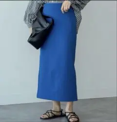 新品　UNIQLO C ユニクロ　クレープジャージーナロースカート　ブルー　M