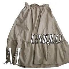 ◇訳ありお品◇UNIQLO☆ベージュ フレアスカート リボンベルト無し M