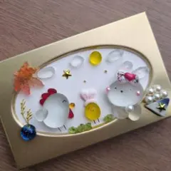 『似合ってるよ〜うさぎ』シーグラスアート　十五夜　にわとり　ひよこ