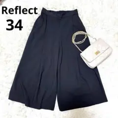 Reflect リフレクト◆ ワイドクロップドパンツ(34)ブラック　総ゴム