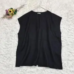 LUNACION　ノースリーブチュニック　Ⅴネック　ベスト　プルオーバー　黒　Ｍ