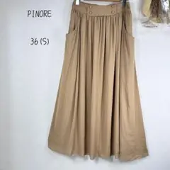 ピノーレ　フレアスカート きれいめ　上品　ベージュ　36　S相当　ポリエステル
