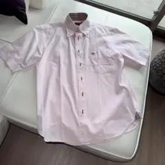 【BURBERRY BLACK LABEL】ピンク ボタンダウン半袖シャツ