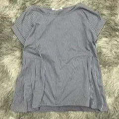 美品✨【MICHEL KLEIN】 ストライプ 半袖 ブラウス (M) 綿混
