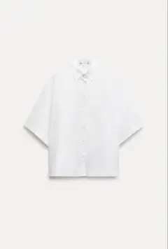 ポプリンシャツ　ZARA ザラ　5部袖　シャツ　L