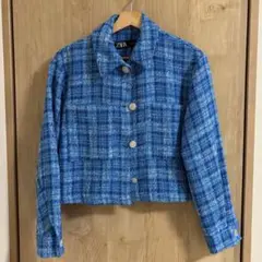 ZARA ツイードジャケット　ブルー青