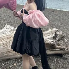 ピンク　パフスリーブ　ブライダル
