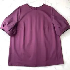 23区 4XL 大きいサイズ コットンツイルパフスリーブ カットソー パープル