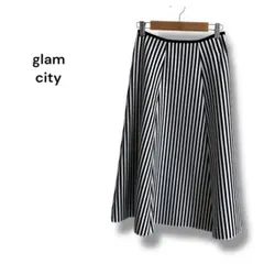 glam city ストライプ フレアスカート　サイズ表記無し　ストレッチ