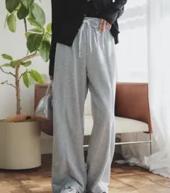 《低身長》切りっぱなしスウェットワイドパンツ MP