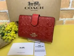 COACH コーチ エンボス レッド 赤 二つ折り財布