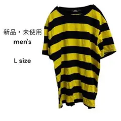 【新品・未使用】men's　ボーダー　Tシャツ　黒×黄色　L size　半袖　夏