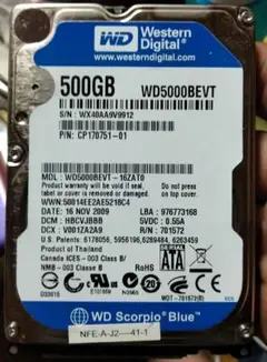 WDC WD5000BEVT 2.5インチ SATA HDD 500GB