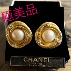【極美品】CHANEL パールイヤリング シャネル イヤリング Fパール