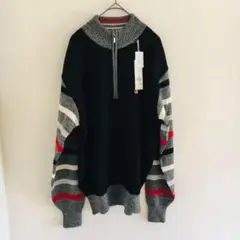 ハーフジップニット　【L】VAGIIE SPORT ボーダー　胸ロゴ　日本製